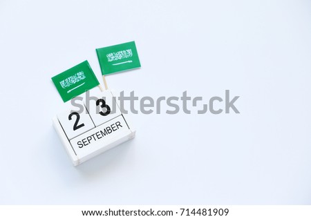 SEPTEMBER 23 Wooden calendar Concept independence day of Saudi Arabia and Saudi Arabia national day.with space for your text.