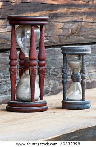Vintage things. Two old style wooden sand clocks