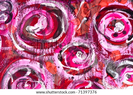 Macro detail of grunge watercolor painted floral background