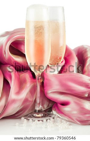 stock photo Wedding decoration Frosted glasses of cold champagne with 