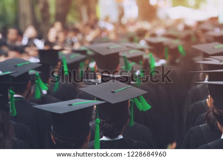 shot of graduation hats during commencement success graduates of the university, Concept education congratulation Student young ,Congratulated the graduates in University.