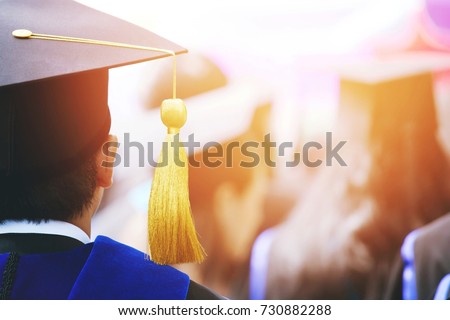 shot of graduation hats during commencement success graduates of the university, Concept education congratulation. Graduation Ceremony ,Congratulated the graduates in University.