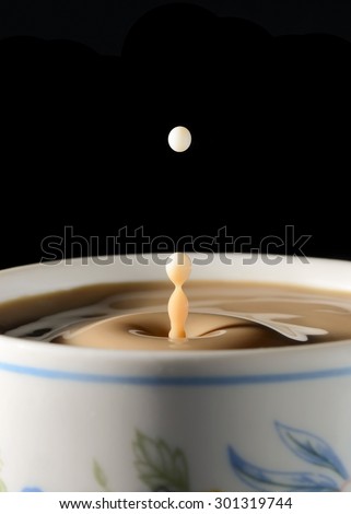 Milk drop splash in coffee milk