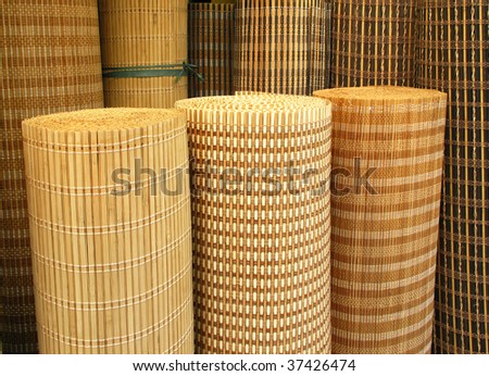 Rolled wooden curtains
