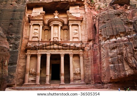 stock photo ancient temple in Petra Jordan