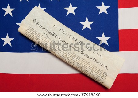 ensign of the USA with Declaration of Independence