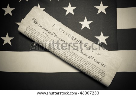ensign of the USA with declaration of independence