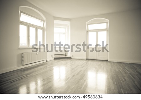 empty loft like living room, vintage monochrome