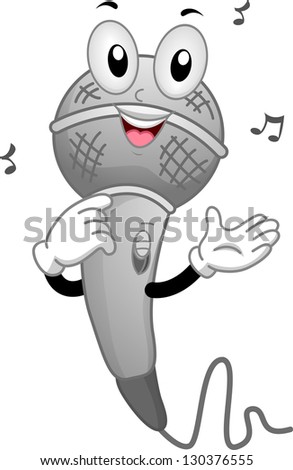 Illustration Of A Singing Microphone Mascot With Music Notes