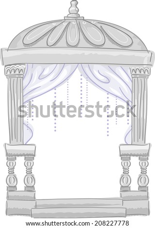 Illustration Featuring a Cute Wedding Tent