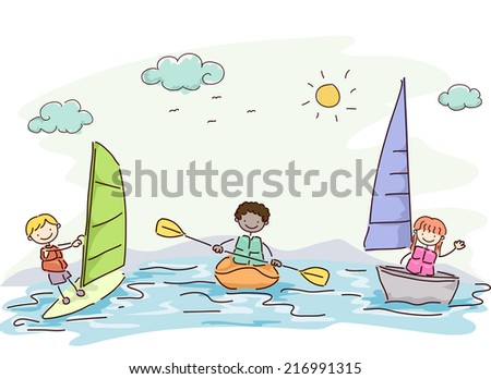 Illustration Featuring Kids Trying Out Different Water Sports