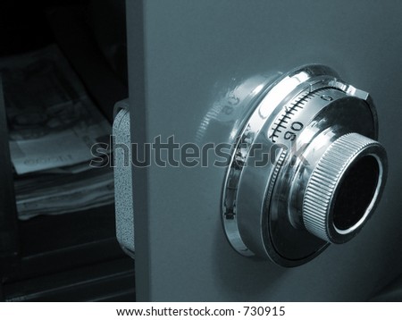 Opened safe (focus on the dial)