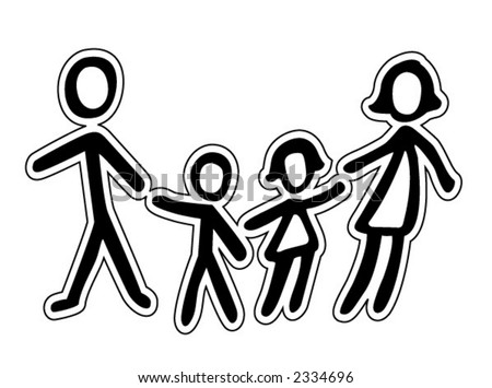 stock vector : United Family Icon in black and white - Vector