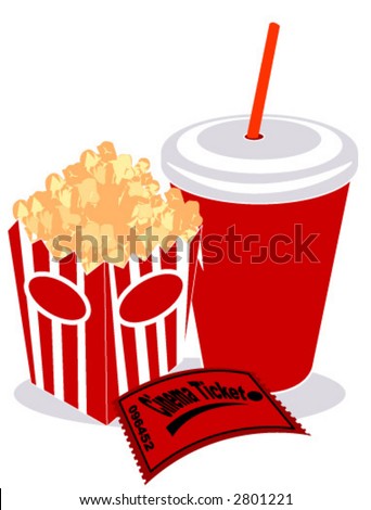 Movies Tickets on Soda  Popcorn And Movie Ticket   Vector   2801221   Shutterstock