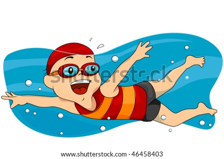 Clip Art Swimming. Art image by child - of active child clip illustrations Child+swimming+