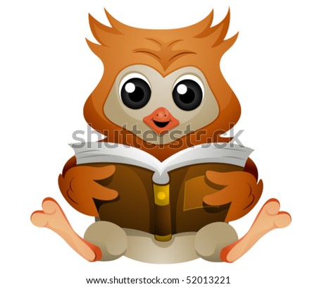 Owl reading book - Vector. animal