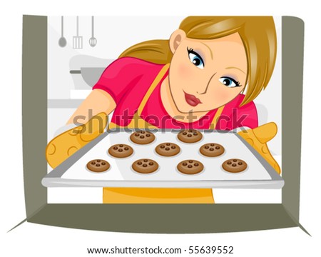 Girl Baking Cookies - Vector - 55639552 : Shutterstock