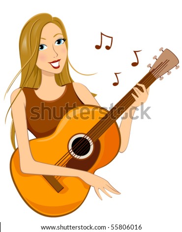 stock vector : Girl playing the Guitar - Vector