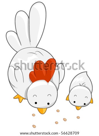 stock vector Cute Chicken and chick Vector