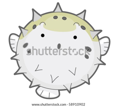 puffer fish cartoon. Cute Puffer Fish - Vector