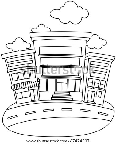 Race  Coloring Pages on Illustration Of A Building Facing A Street Coloring Page 67474597 Jpg