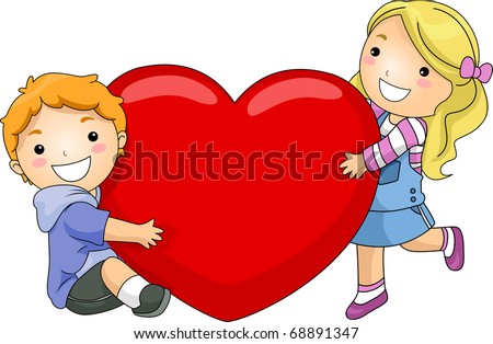 cartoon girl and boy hugging. of a Boy and Girl Hugging