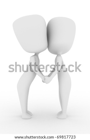 stock photo : 3D Illustration of a Couple Holding Hands While Kissing