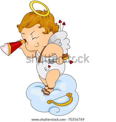 Illustration of a Baby Cupid Snooping on Other People