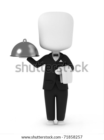 Microstock and Job Question Stock-photo--d-illustration-of-a-waiter-carrying-a-serving-tray-and-a-towel-71858257