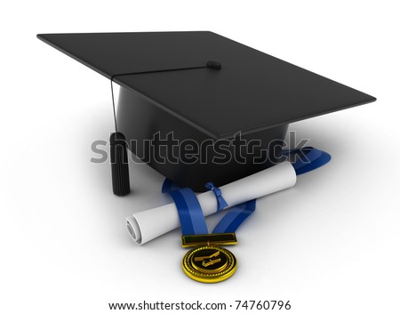 Microstock and Job Question Stock-photo--d-illustration-of-a-graduation-cap-ribbon-and-diploma-74760796