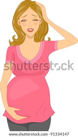 stock vector illustration of a pregnant woman experiencing a headache 91334147 Girl Headache Cartoon