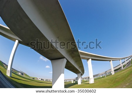 South Florida overhead expressway through fisheye lens.