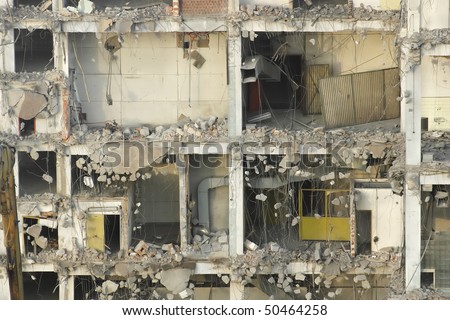 demolition in detail -  cross-section of the building