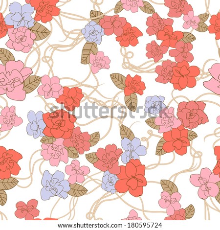 Abstract Nature Pattern with flowers. Endless pattern can be used for wallpaper, pattern fills, web page background, surface textures.