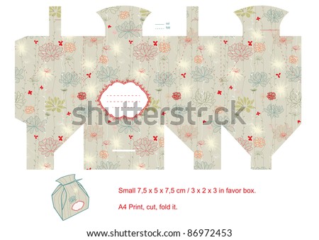 Favor box die cut Floral pattern Empty label. Favor box die cut Floral pattern Empty label.