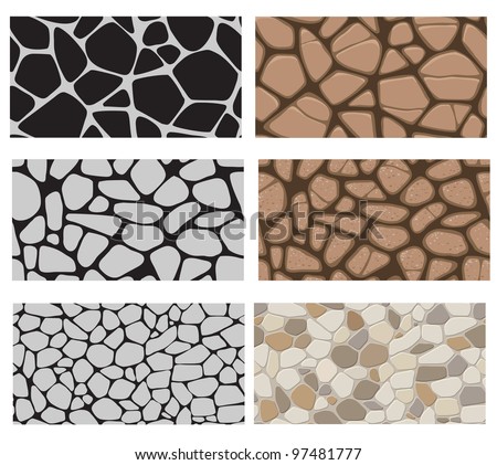 Collection of the building wall texture. Stone cladding, sidewalk, pavement. Endless pattern.