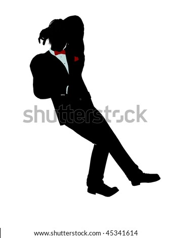 stock photo Man dressed in a tuxedo silhouette illustration on a white