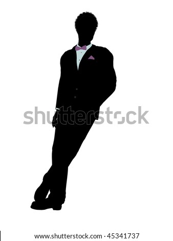 stock photo African american man dressed in a tuxedo silhouette 