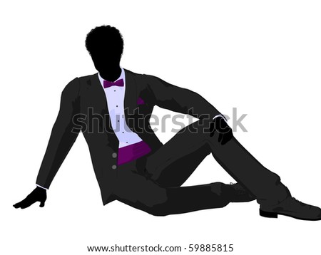 stock photo African american wedding groom in a tuxedo silhouette 