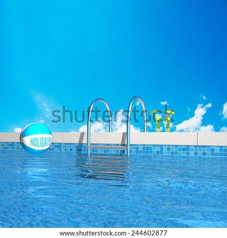 3d rendering showing the view to the pool ladder