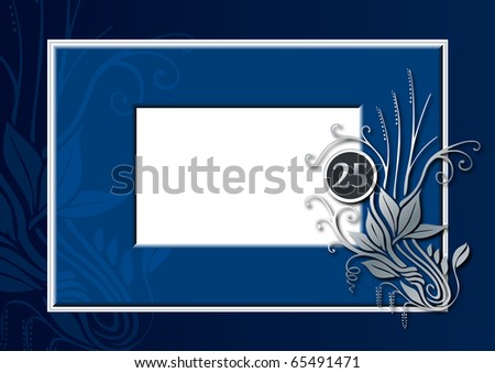 stock photo illustration of a blue and silver congratulations card for 25