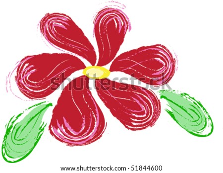 stock vector wild red abstract flower drawing