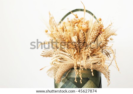 Decoration - bouquets of dried flowers and corn