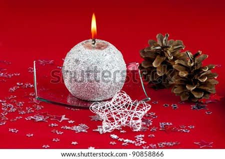 The silver candle - christmas still life .