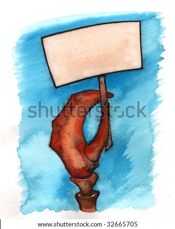 Hand-painted crawfish claw holding blank sign. Great for cajun sites, menus, etc...