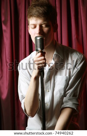 A young guy singing