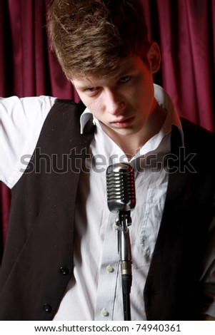 A young guy singing