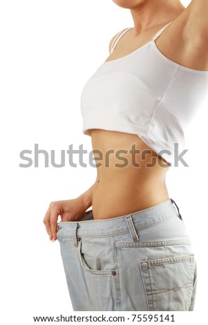 stock photo A slim girl sideview