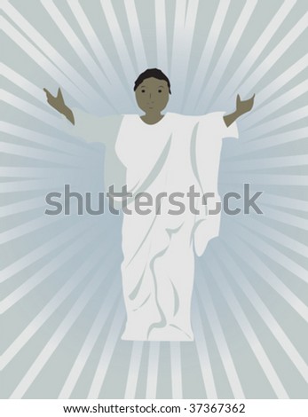 Black Jesus with outstretched arms, vector illustration