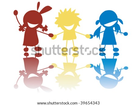 Little Kids Holding Hands Silhouette. little children holding